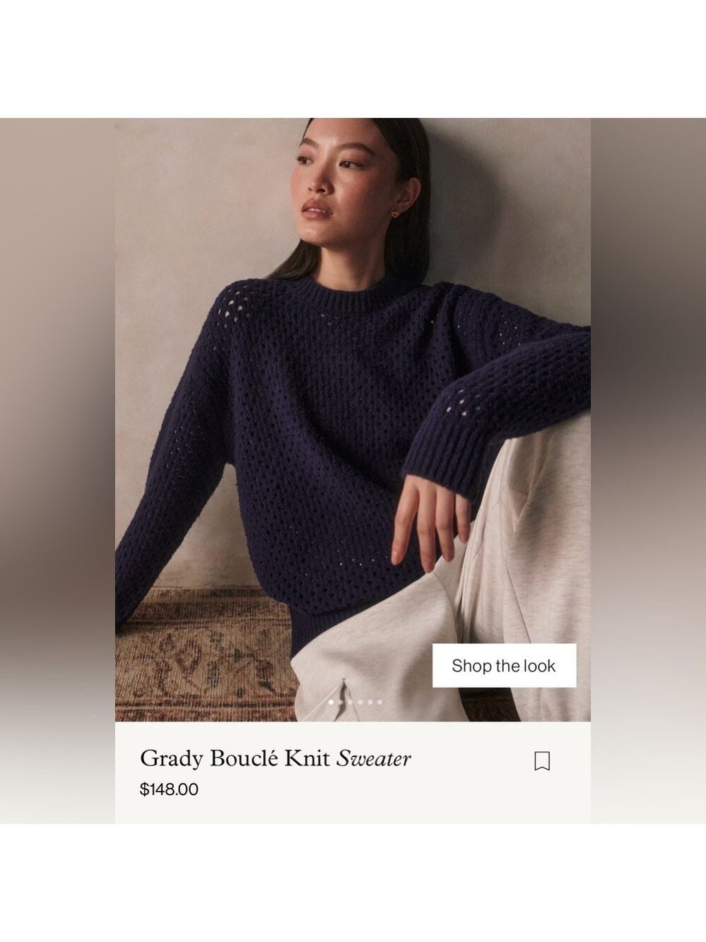 VARLEY Grady Boucle Blue Knit Sweater - Picture 2 of 8